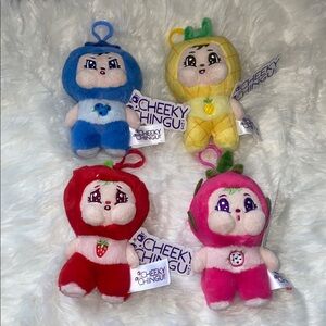 CHEEKY CHINGU Plush Clip / Sonya, Blane, Piper, Drea Bag Charm Complete Set of 4